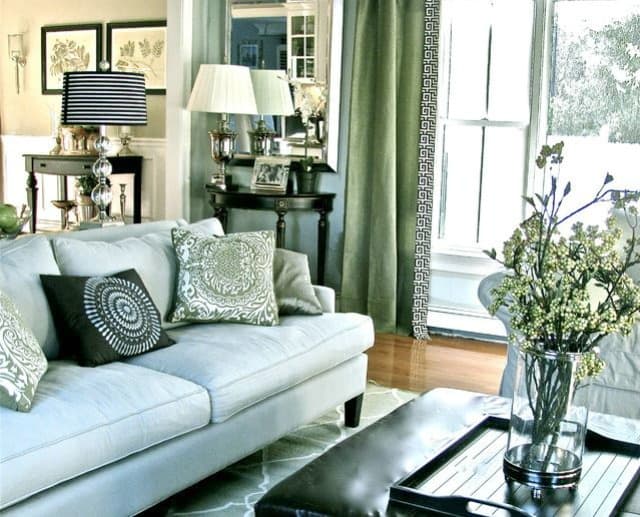 Pale Blue And Green Living Room