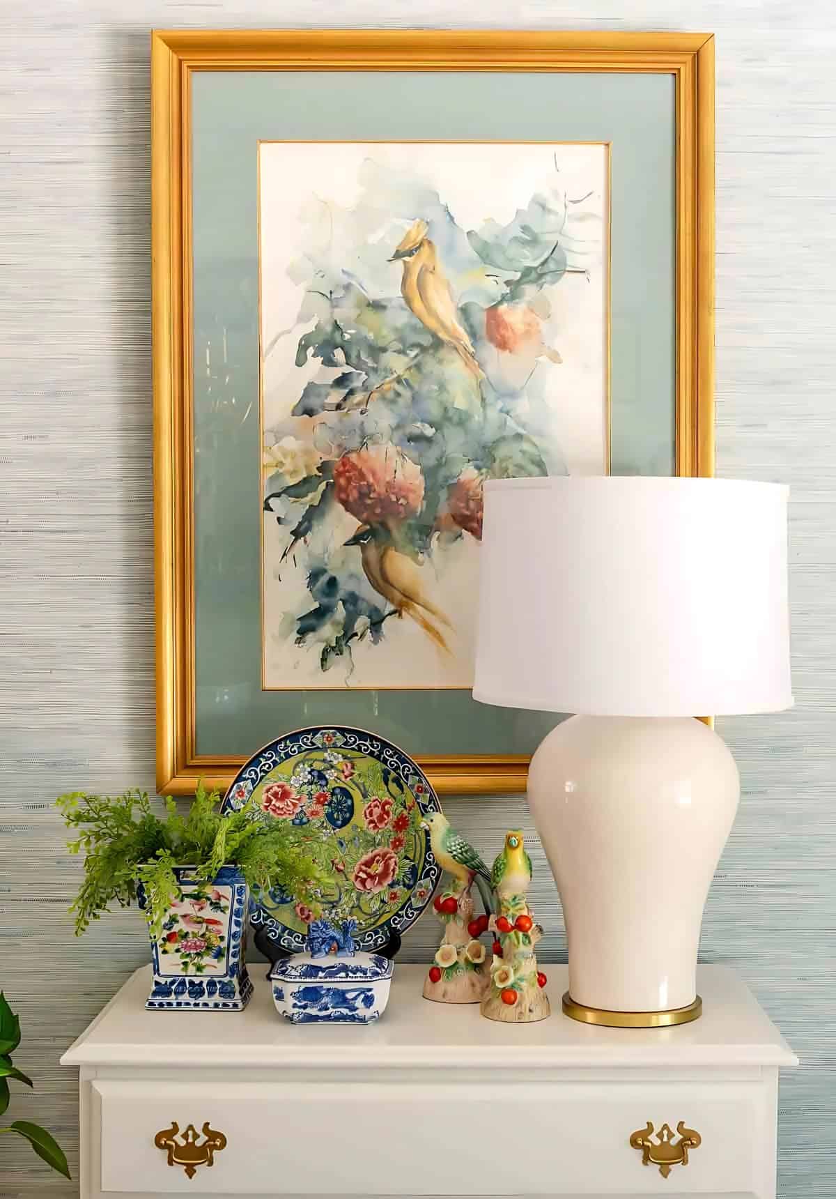 dining room with traditional brown furniture and chinoiserie accessories