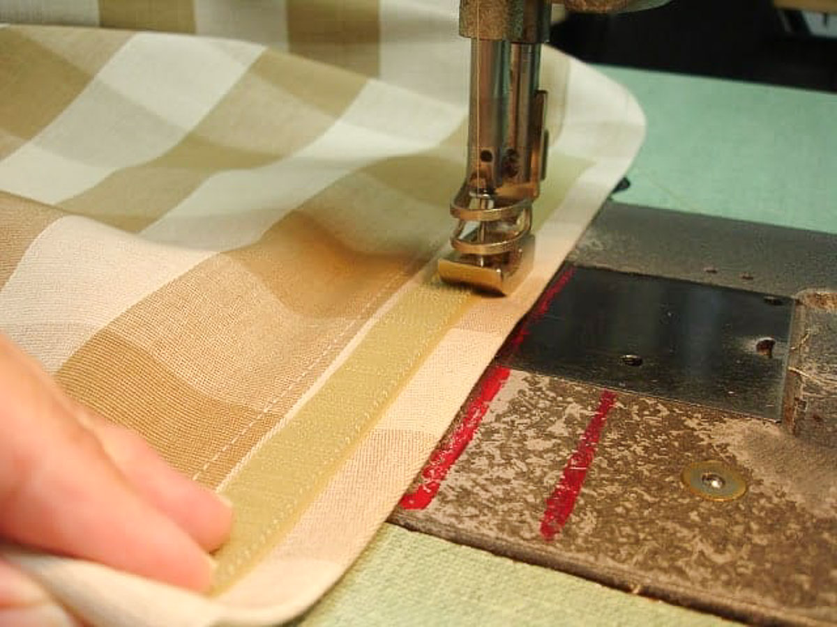 sewing velcro onto the back of a custom pillow sham