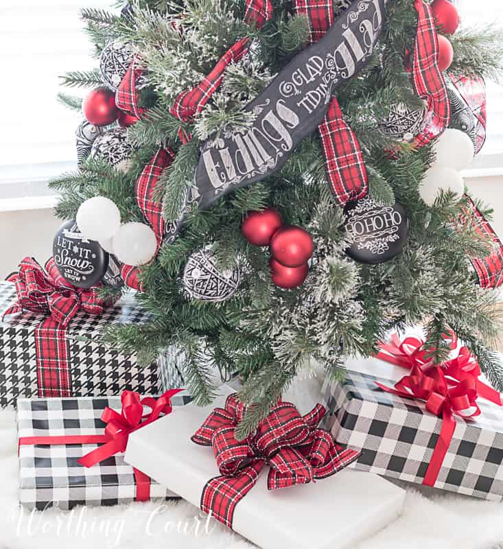 red black and white christmas ornaments