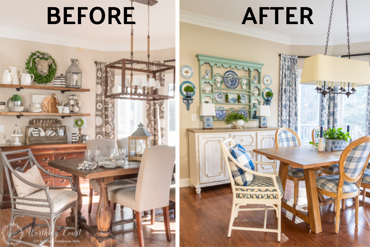 before and after breakfast room makeover