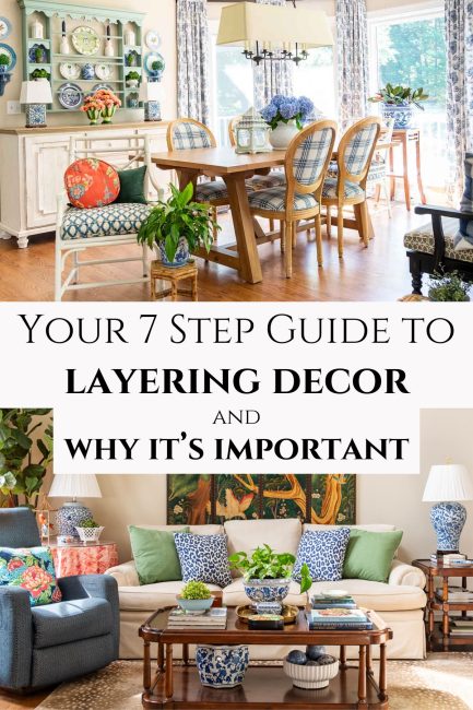 pinterest graphic for how to layer decor