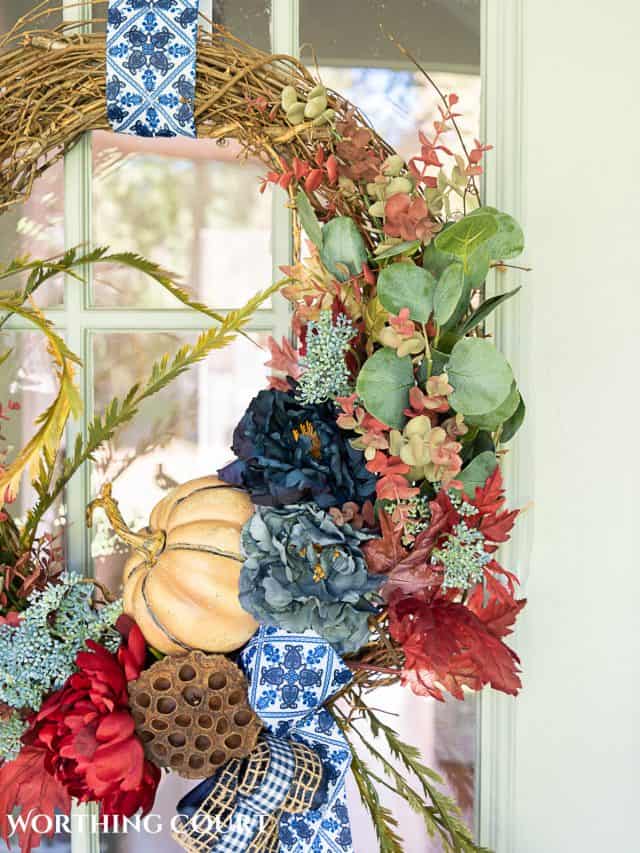 Navy Blue And Burgundy Fall Front Porch Decor Ideas