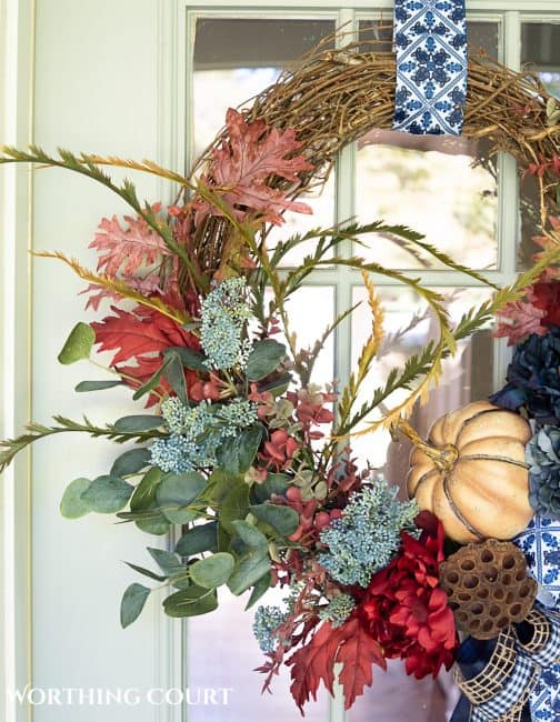 Navy Blue And Burgundy Fall Front Porch Decor Ideas