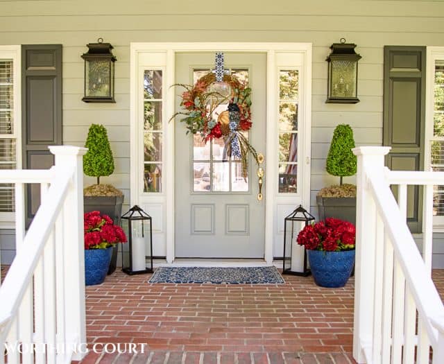 Navy Blue And Burgundy Fall Front Porch Decor Ideas