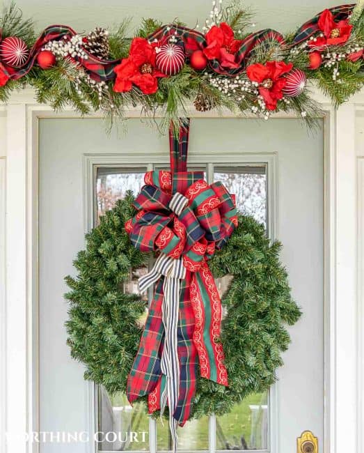 Traditional Red And Green Christmas Front Porch