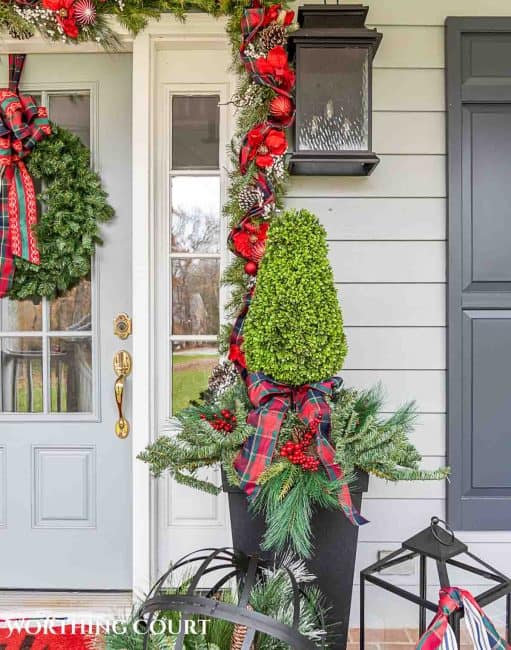 Traditional Red And Green Christmas Front Porch