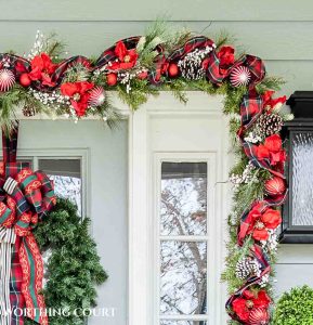 Traditional Red And Green Christmas Front Porch