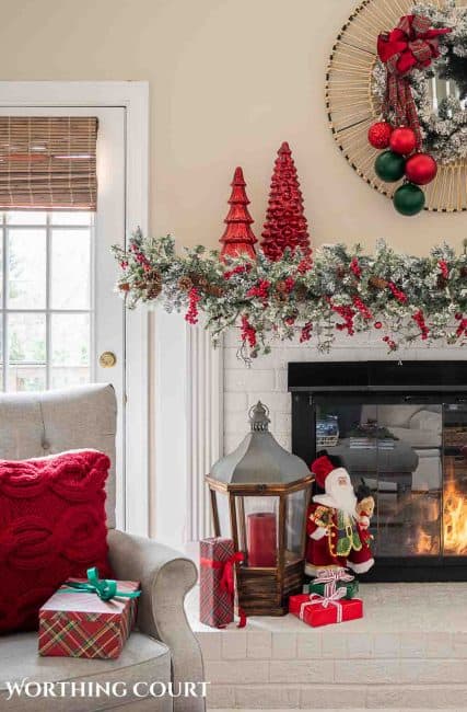 Updated Traditional Red And Green Christmas Living Room - Worthing ...