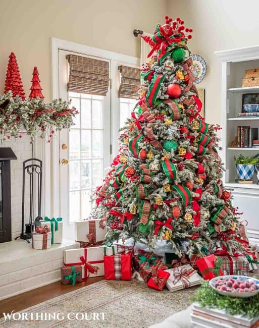 Updated Traditional Red And Green Christmas Living Room - Worthing ...