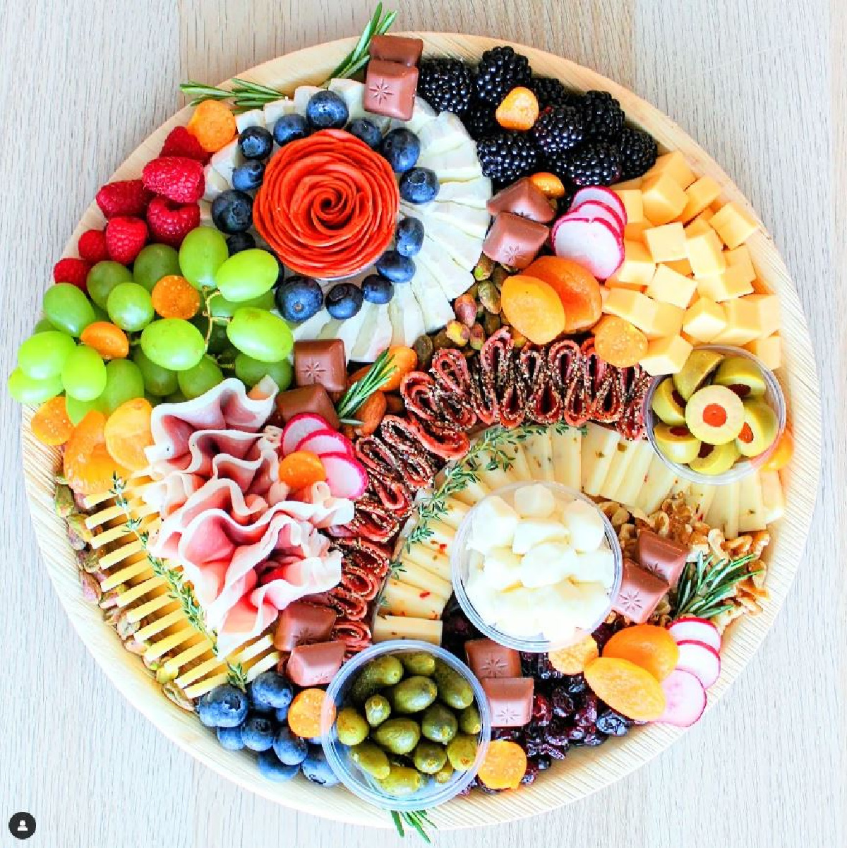 round prepared charcuterie board