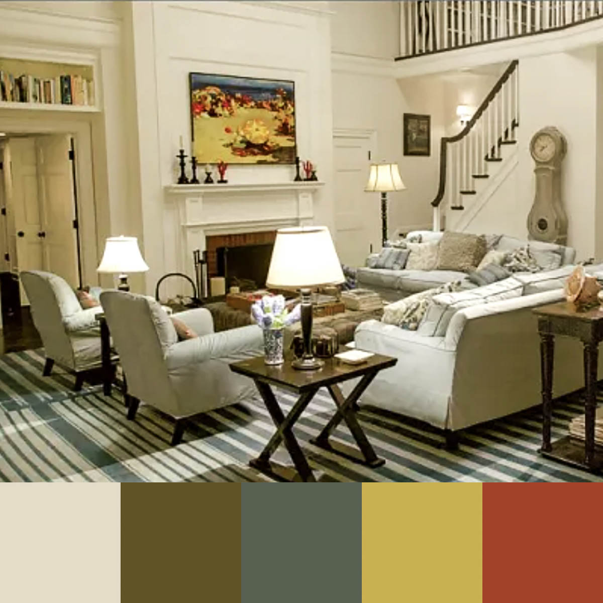 partial view of a traditionally decorated living room showing the color scheme used in it