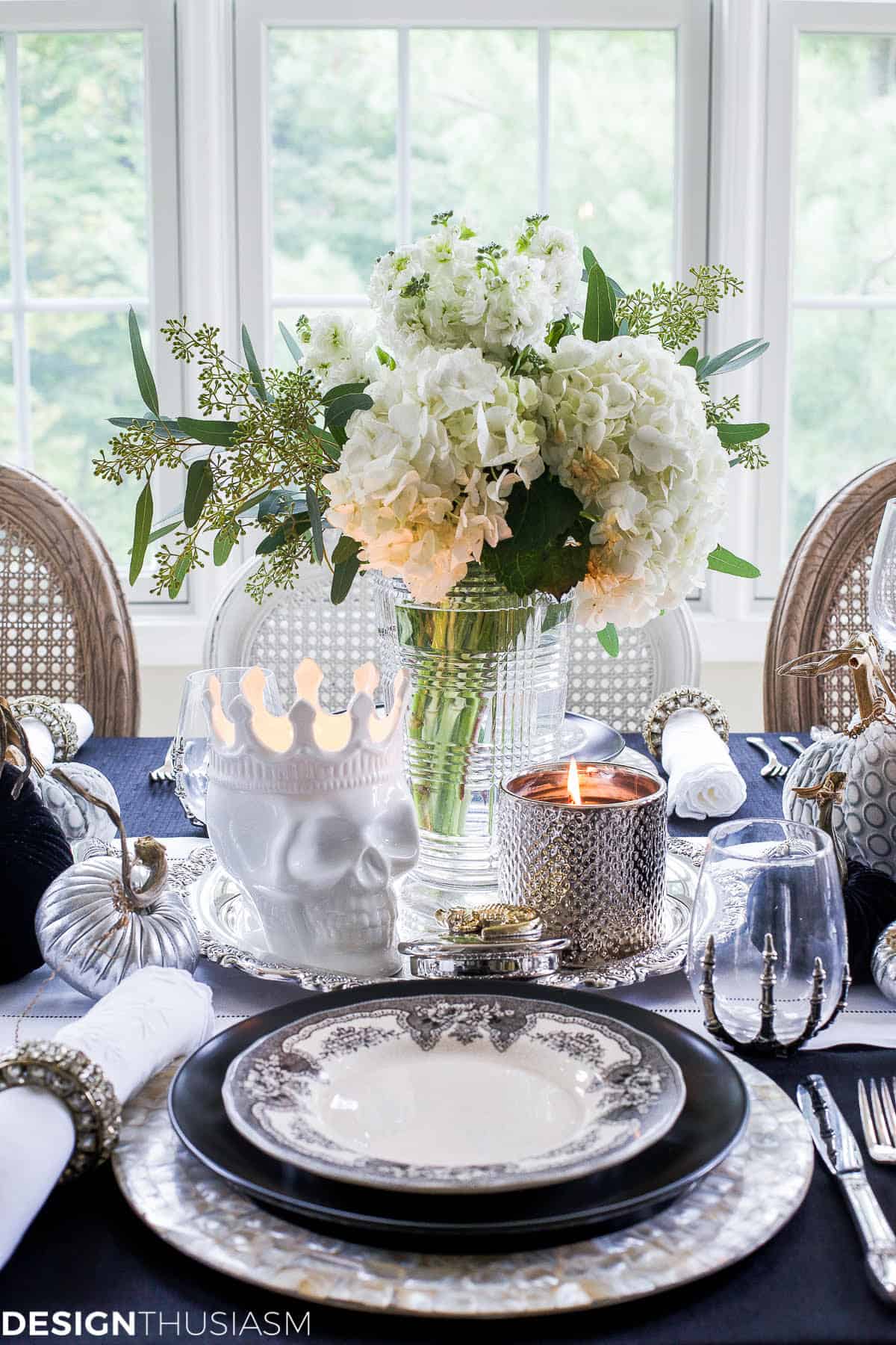 an elegant Halloween tablescape