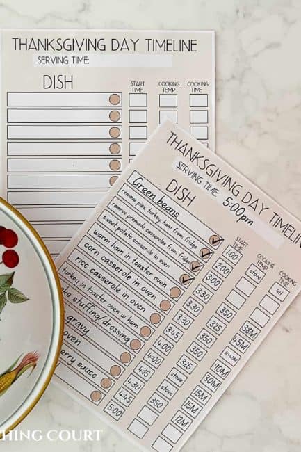 printable Thanksgiving timeline