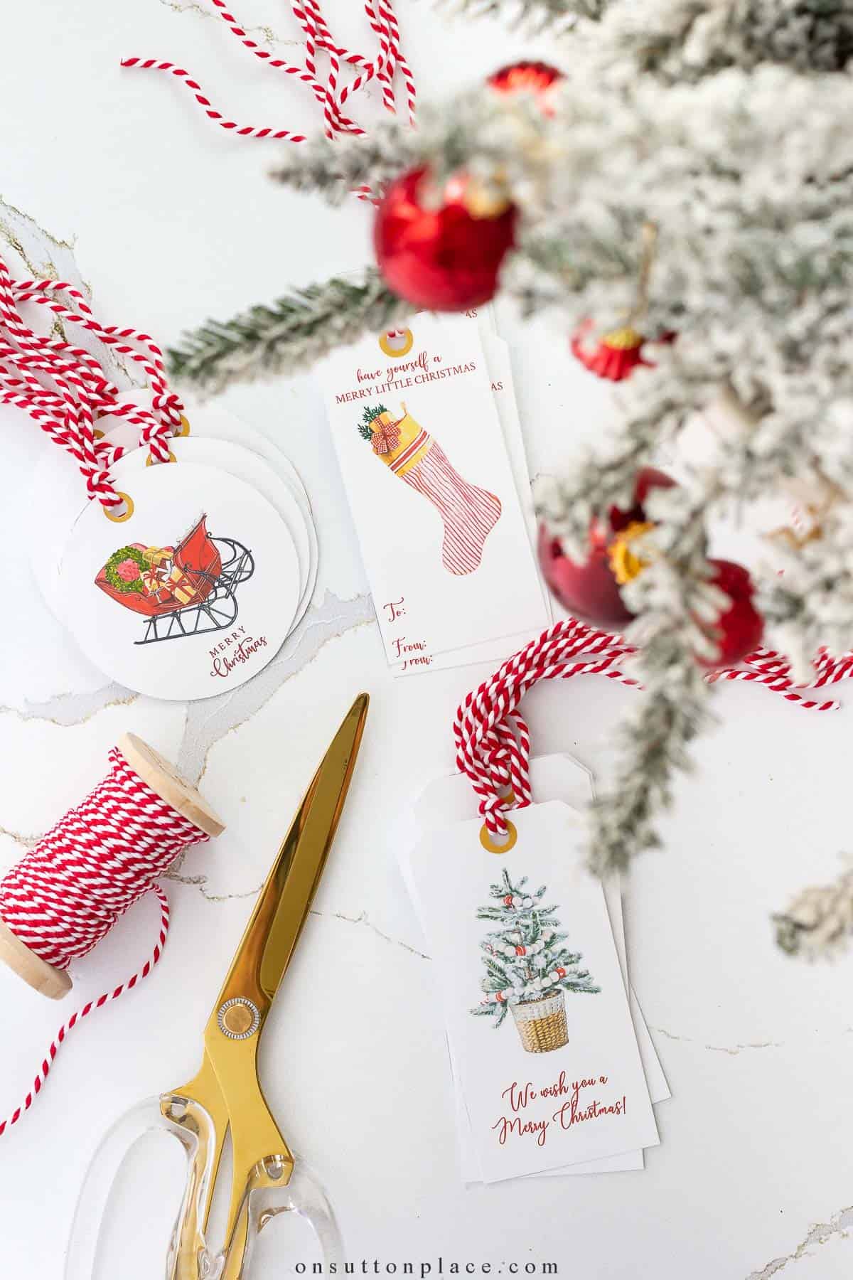 overhead view of Christmas printables