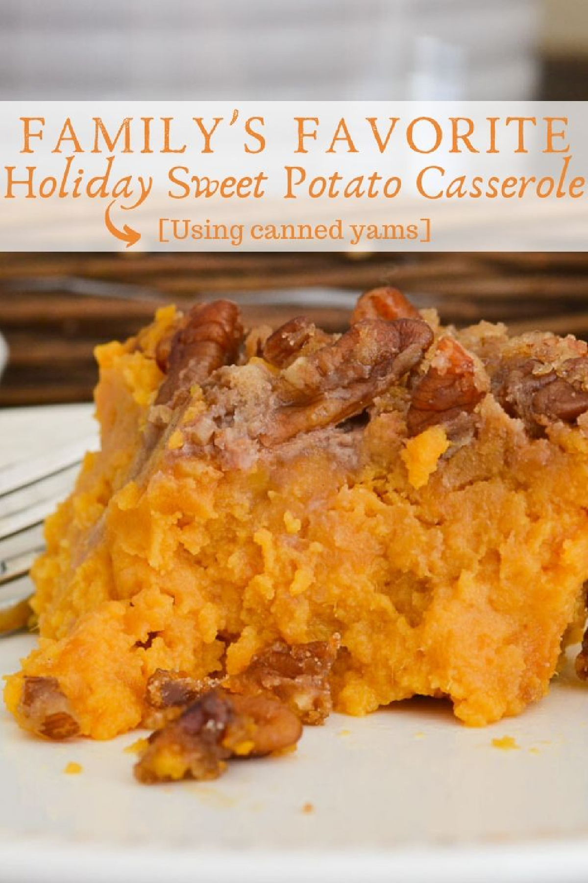 serving of sweet potato casserole on a white plate