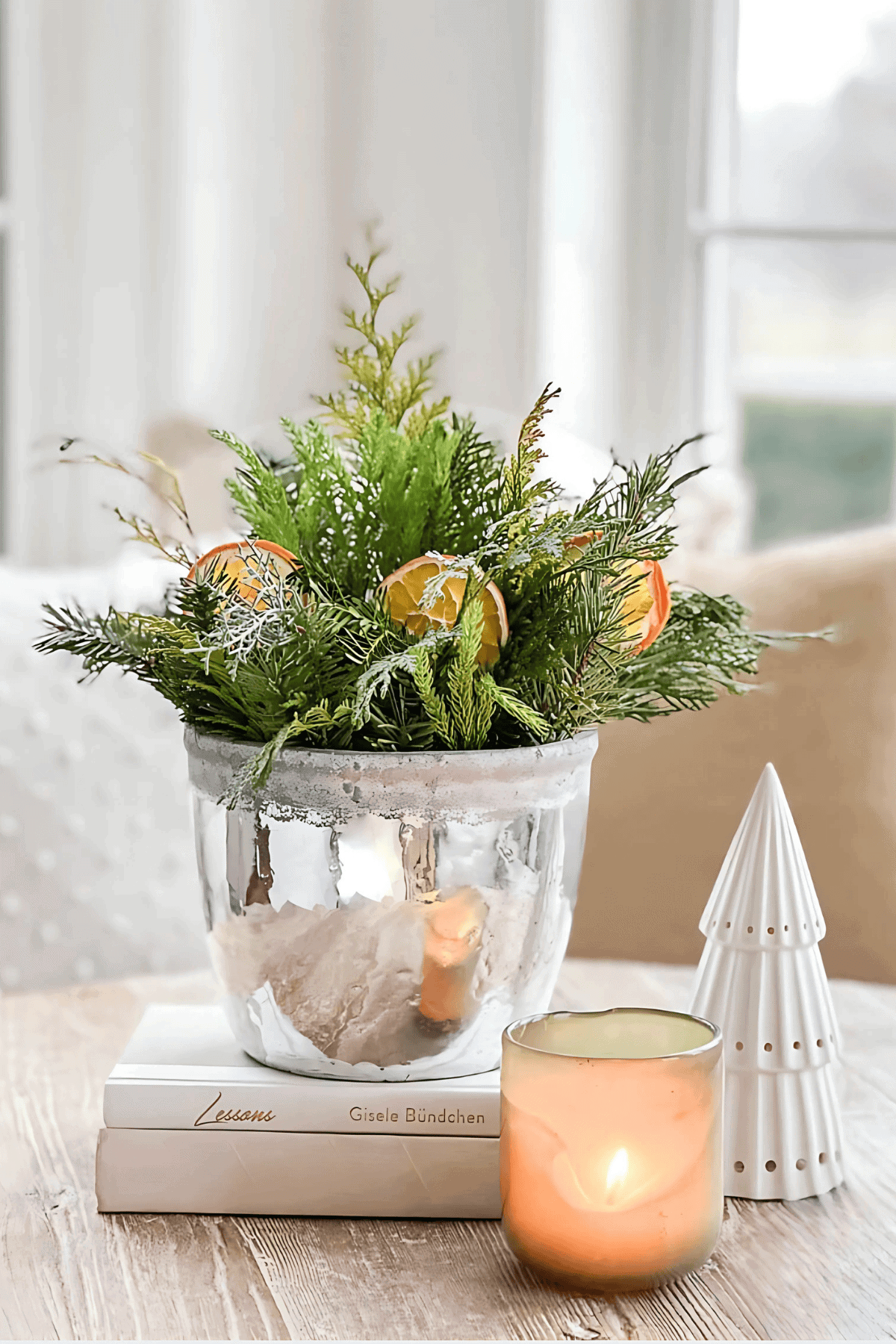 Neutral Christmas centerpiece