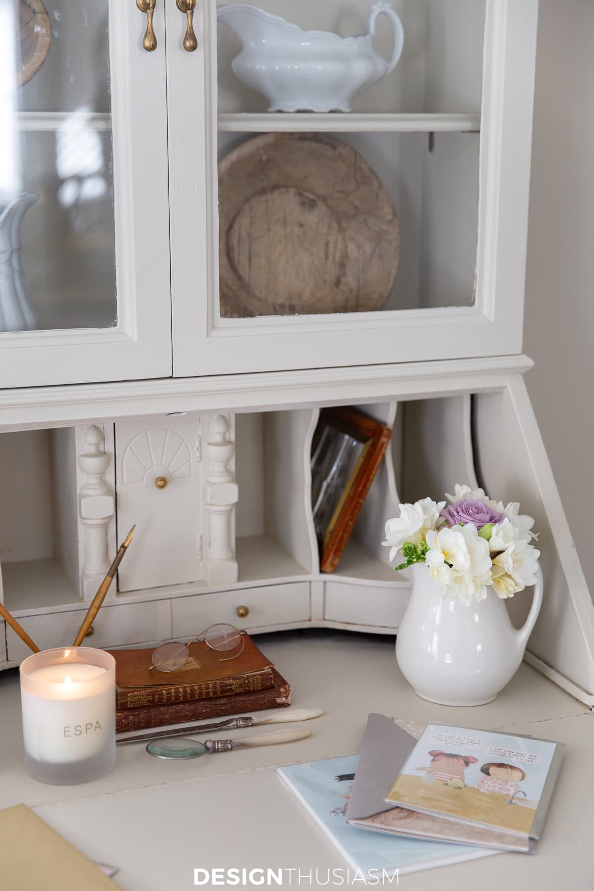 partial image of an open secretary desk