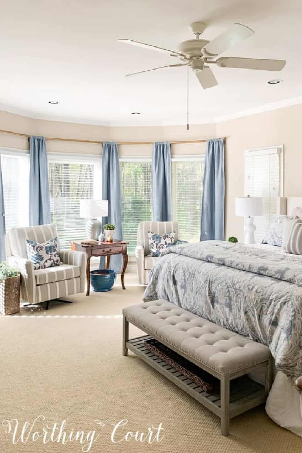 bedroom with large bay window