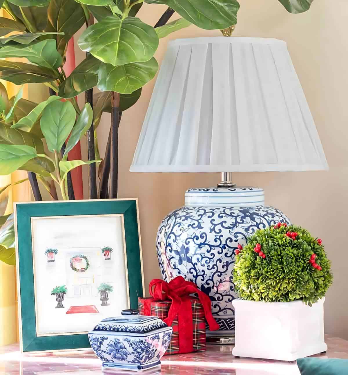 Christmas end table vignette