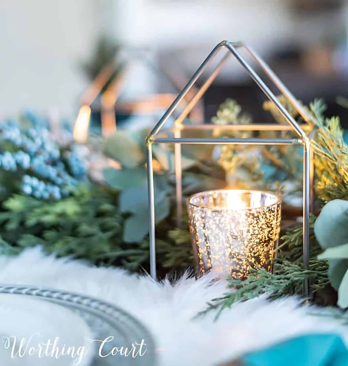 mercury glass votive on a tablescape