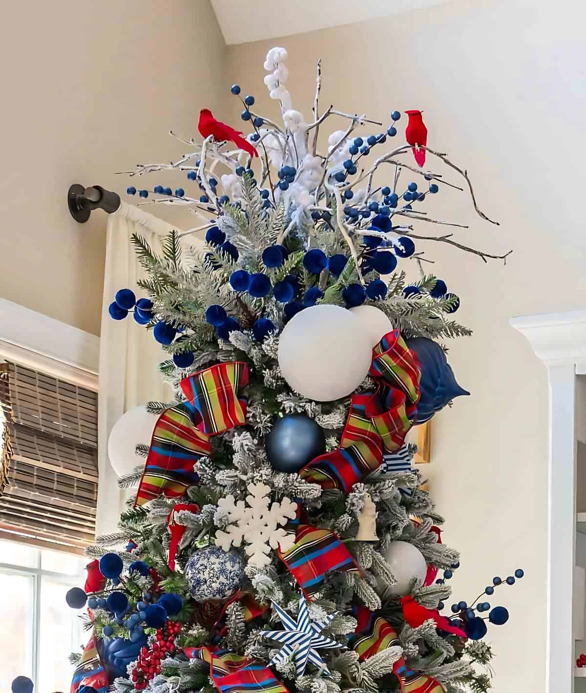 decorated Christmas tree and tree topper