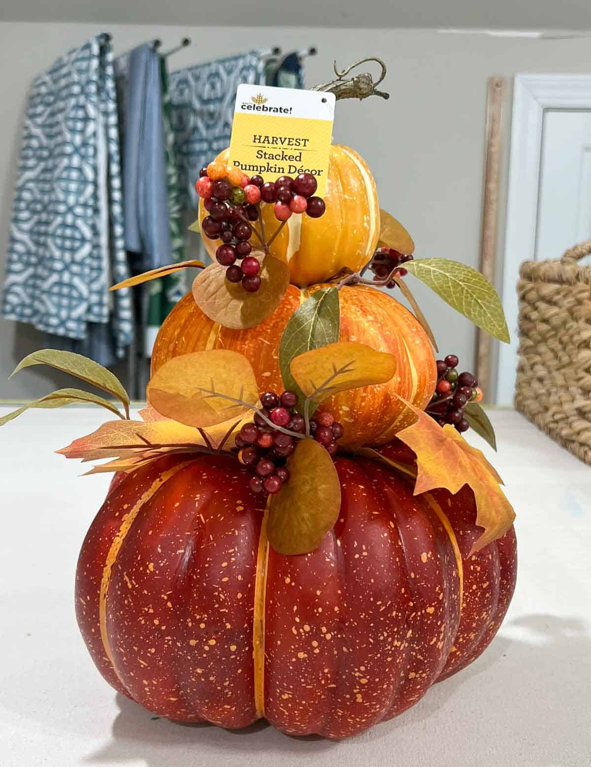 faux pumpkin topiary