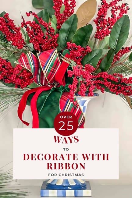 decorating for Christmas with ribbon pin