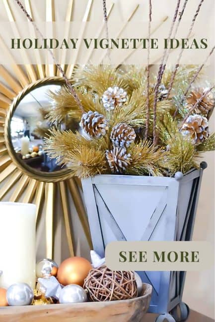 decorating for Christmas with vignettes pin