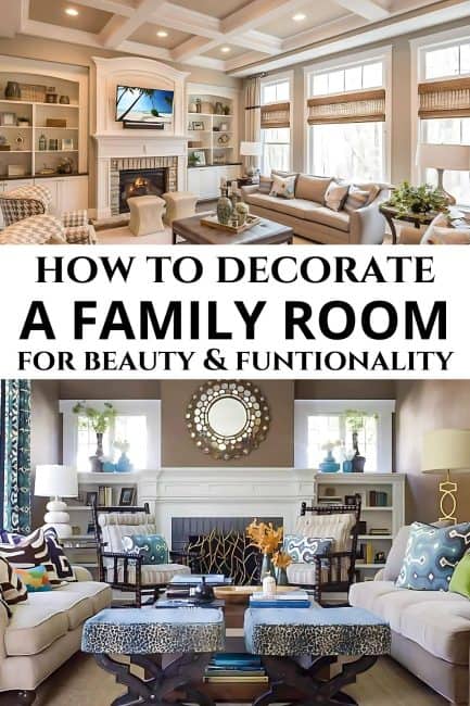 how to decorate a family room pinterest graphic